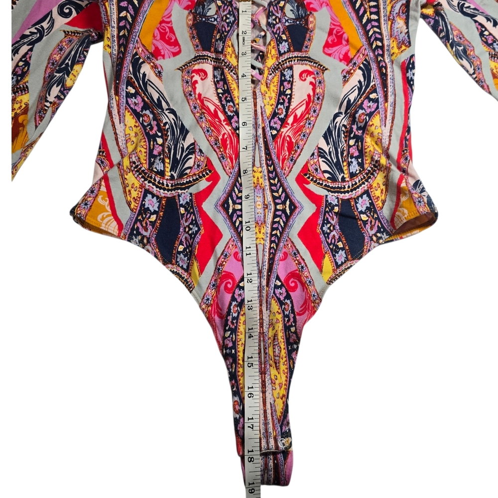 Free People Multicolor Patterned Bodysuit - image 3